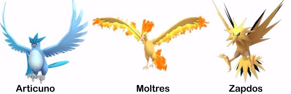 pokemon go legendary birds articuno moltres and zapdos